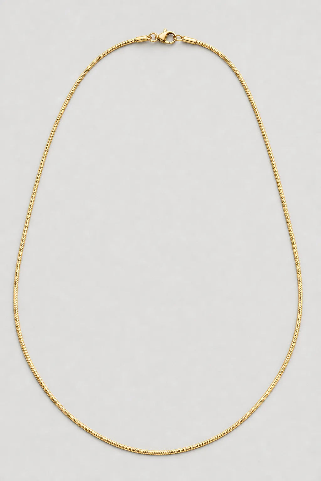 1mm Gold‑Tone Snake Chain — presentation — gold‑tone