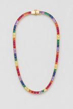 Rainbow Tennis Chain — presentation — Gold-tone
