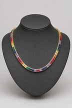 Rainbow Tennis Chain — stand — Gold-tone