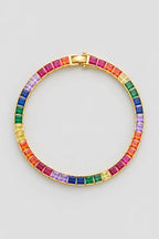 Rainbow Tennis Chain — variant — Gold-tone