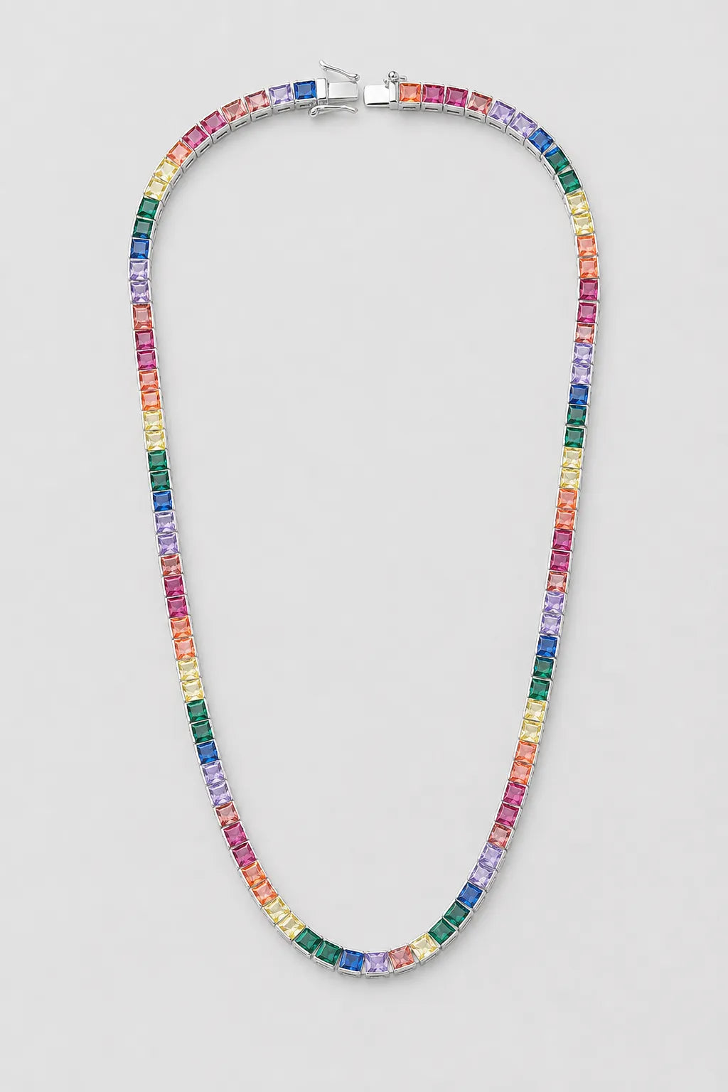 Rainbow Tennis Chain — variant — Silver-tone