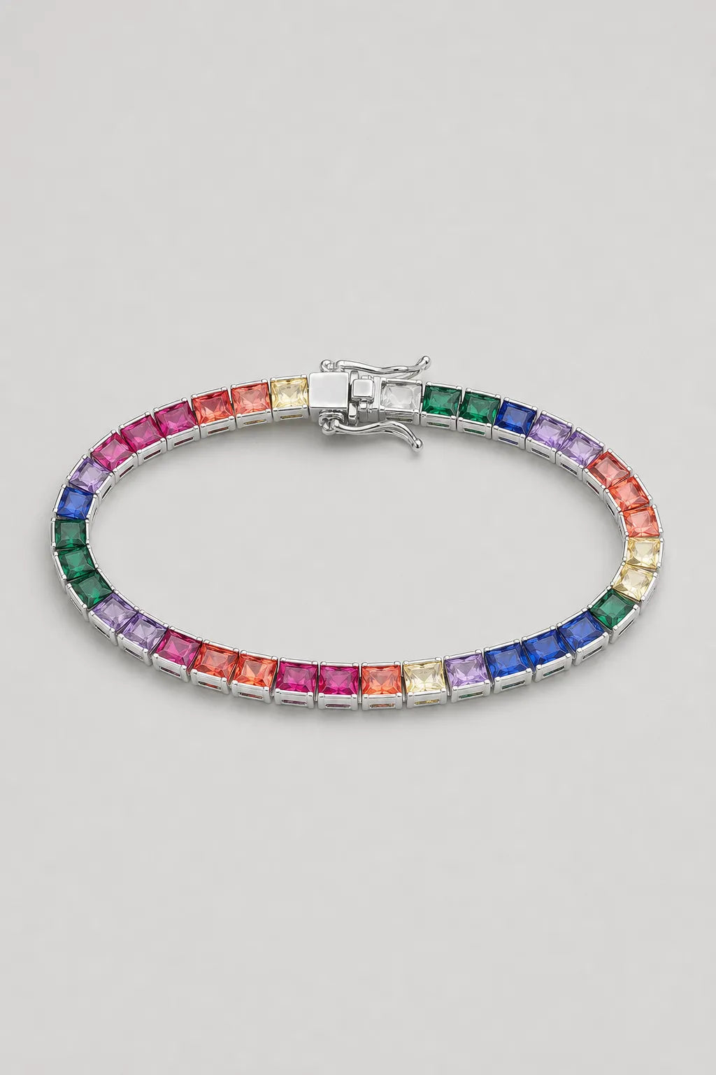 Rainbow Tennis Chain — variant — Silver-tone