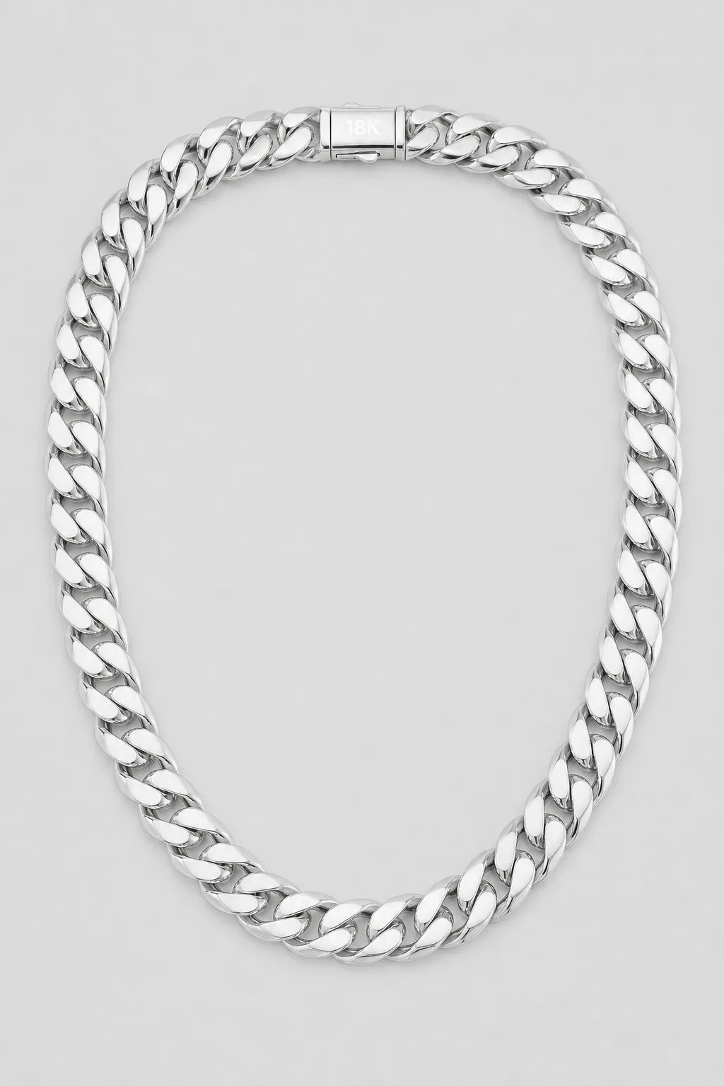 14mm Silver-tone Cuban Link Chain — presentation — Silver