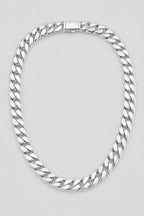 14mm Silver-tone Cuban Link Chain — presentation — Silver