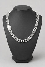 14mm Silver-tone Cuban Link Chain — stand — Silver