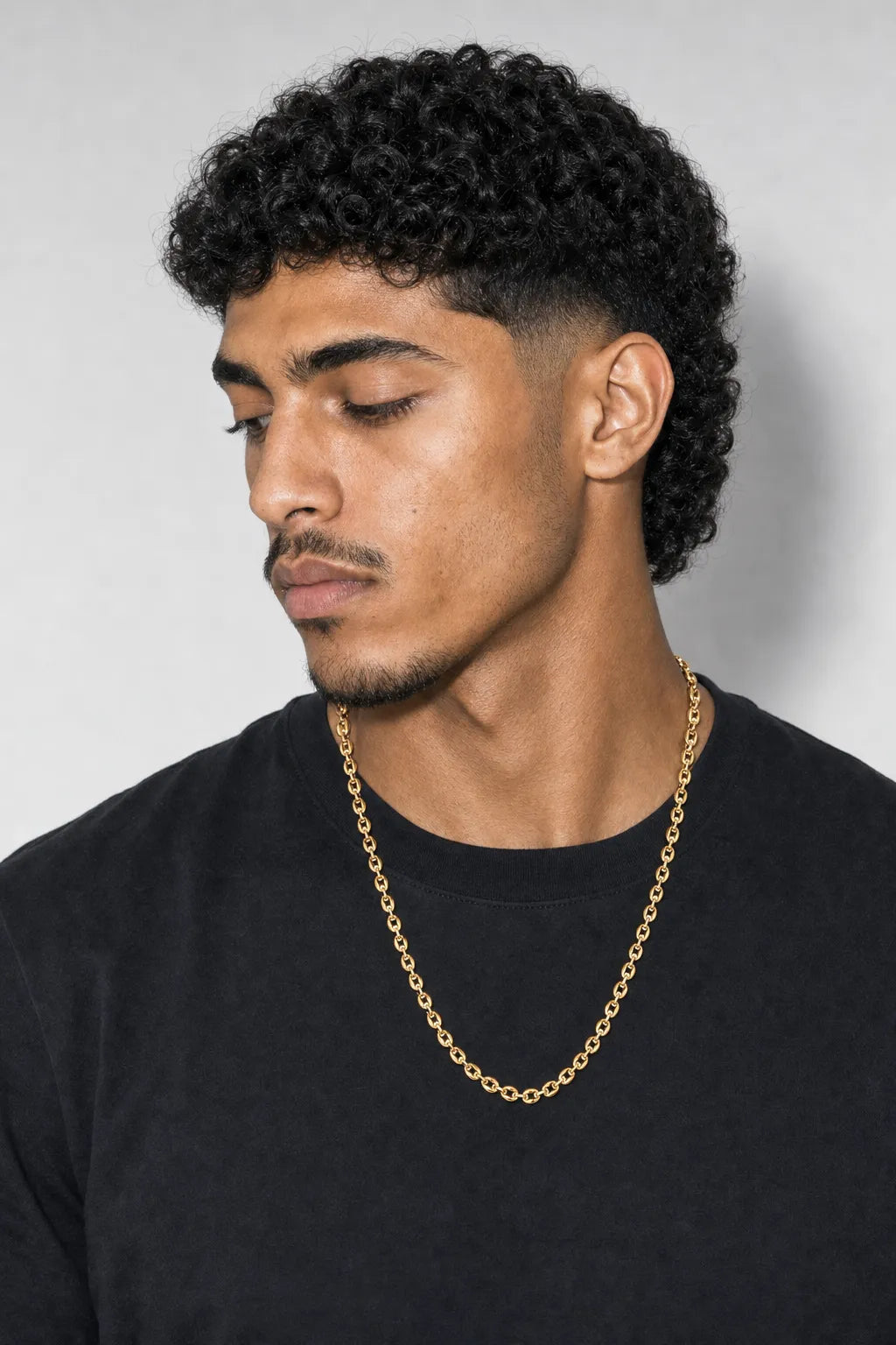 5mm Mariner Chain Necklace — worn — Gold-tone