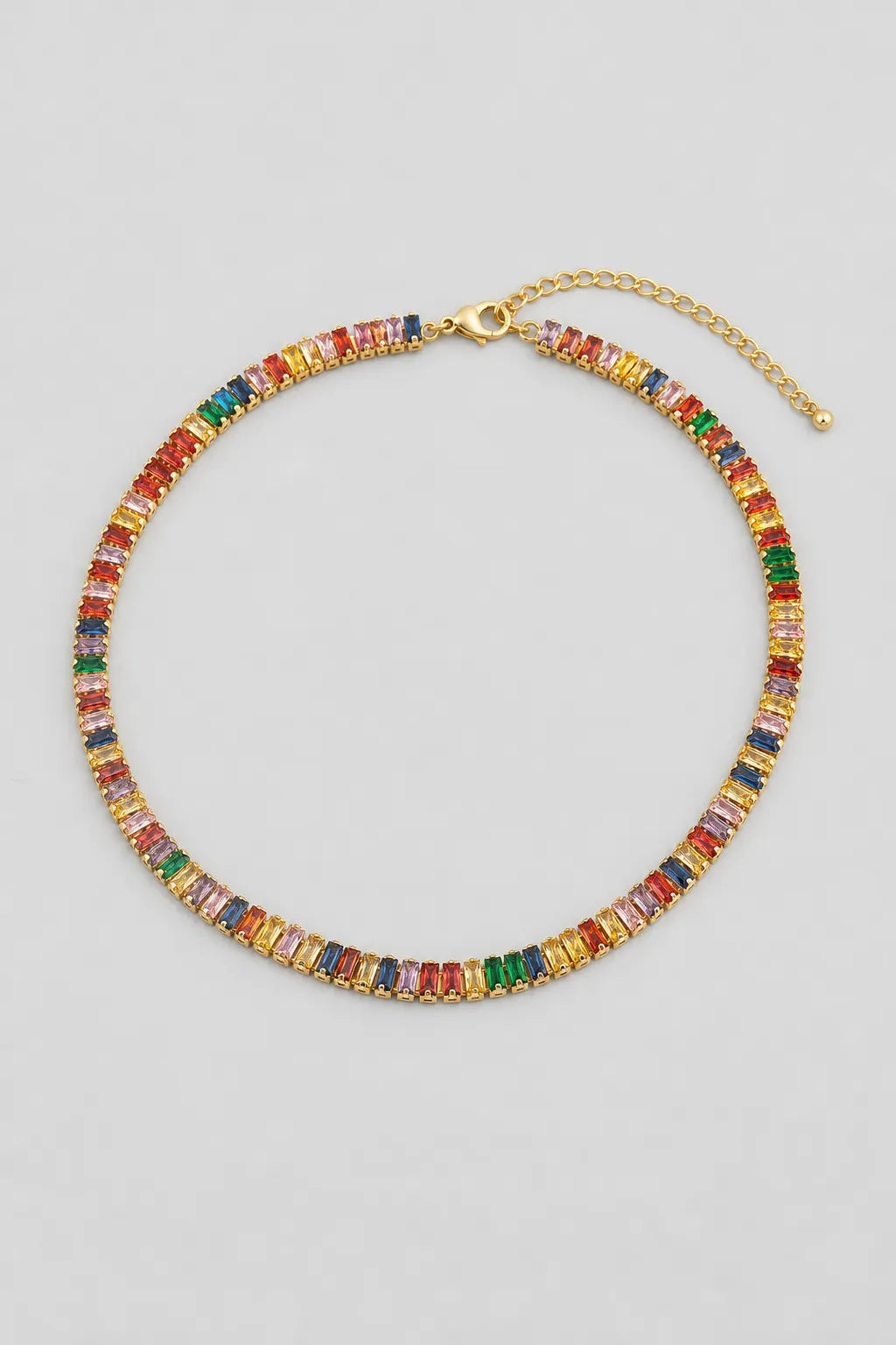 Multicolor Tennis Chain Necklace — presentation — Multicolor