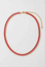 Multicolor Tennis Chain Necklace — variant — Rose Red