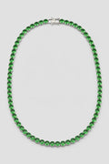 Green Tennis Chain Necklace — Silver‑Tone, 18–24 inch — presentation — silver‑tone with green stones