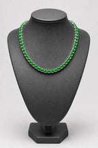 Green Tennis Chain Necklace — Silver‑Tone, 18–24 inch — stand — silver‑tone with green stones