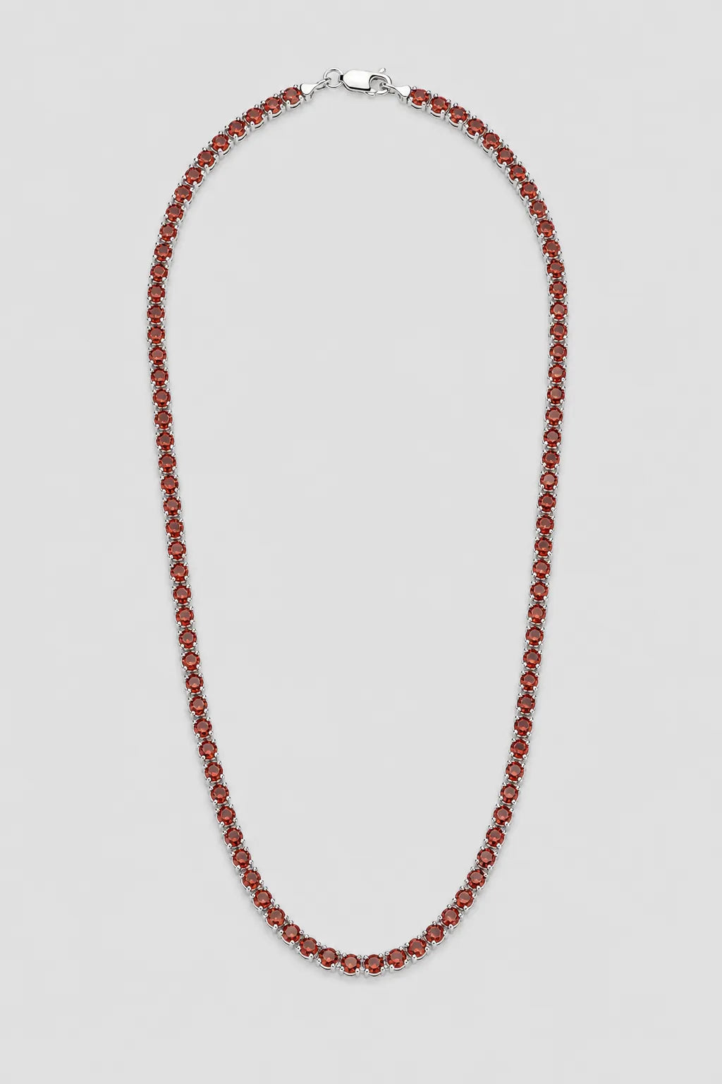 Red Tennis Chain — presentation — Garnet (red)