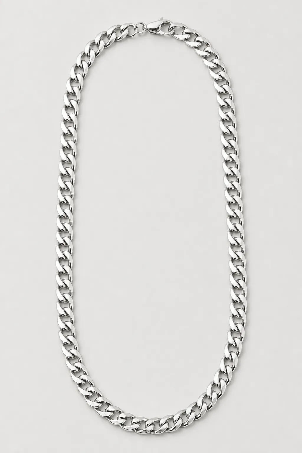 10mm Silver-Tone Cuban Link Chain — presentation — Silver-tone