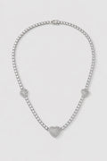 Heart Tennis Chain Necklace — presentation — silver-tone