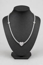 Heart Tennis Chain Necklace — stand — silver-tone