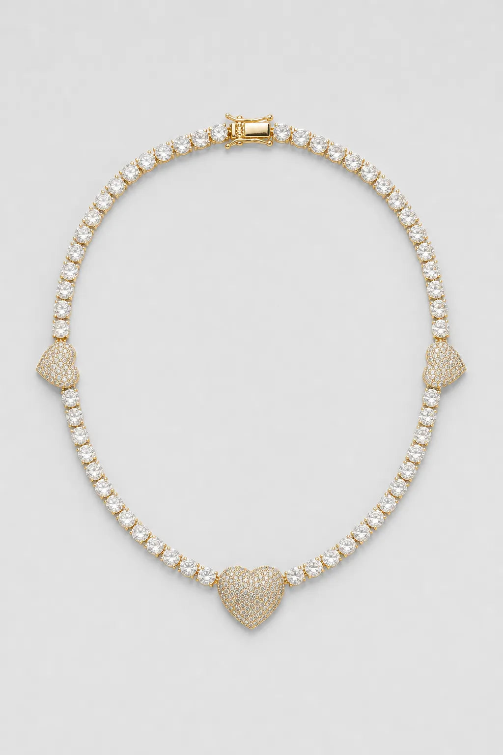 Heart Tennis Chain Necklace — variant — gold-tone