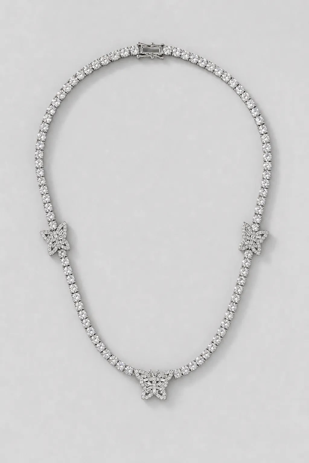 Heart Tennis Chain Necklace — variant — silver-tone