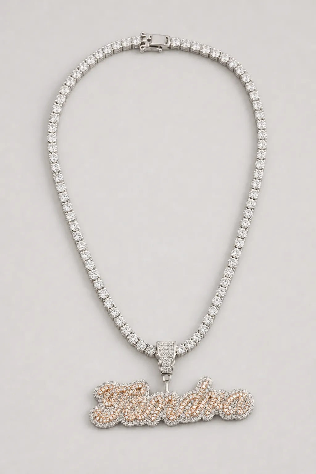 Custom Tennis Chain — Personalized Name Pendant — variant — Gold & Silver