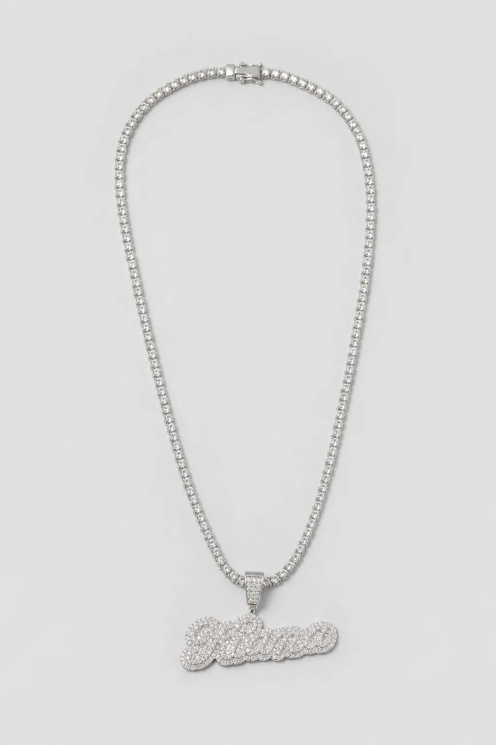 Custom Tennis Chain — Personalized Name Pendant — variant — Silver