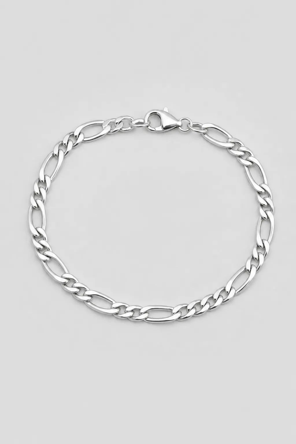 7mm Figaro Bracelet — presentation — Silver-tone