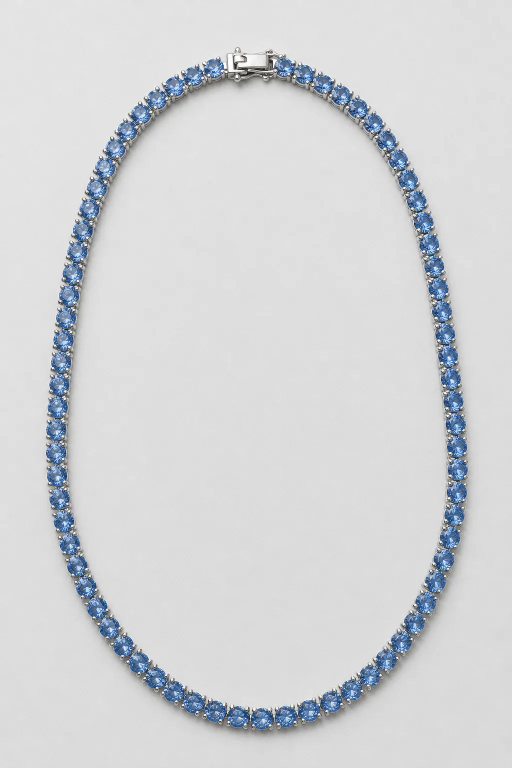 Blue Tennis Chain Necklace — presentation — Blue-tone