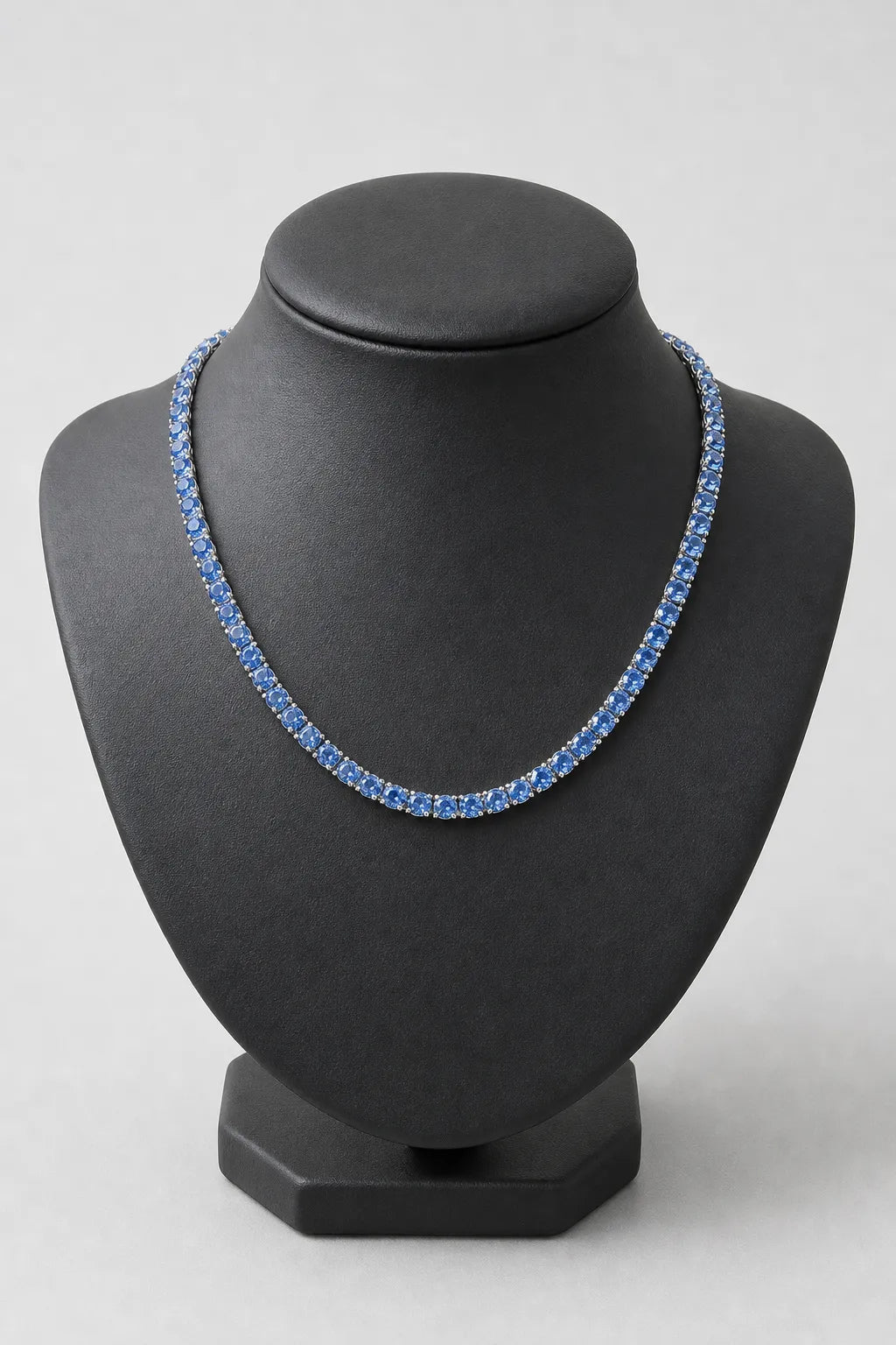 Blue Tennis Chain Necklace — stand — Blue-tone