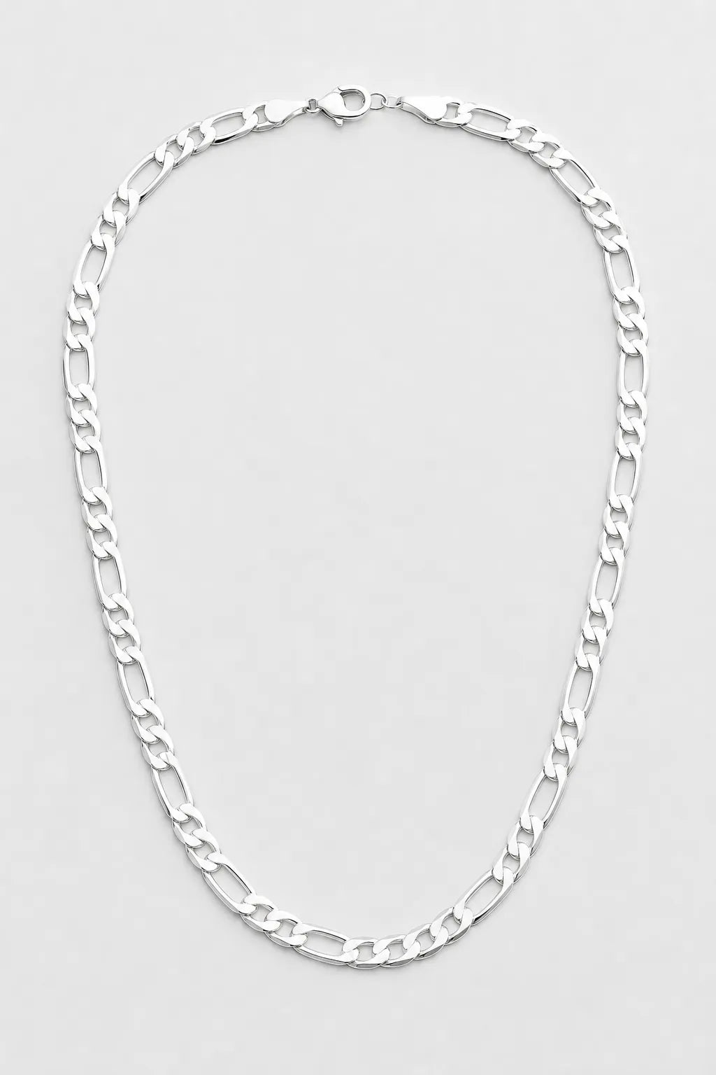10mm Silver Figaro Chain — presentation — silver-tone