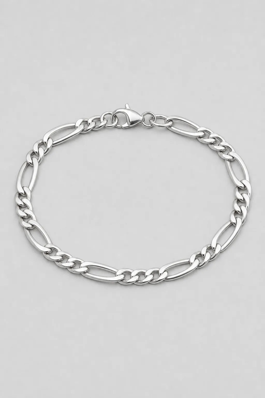 5mm Figaro Bracelet — presentation — Silver-tone