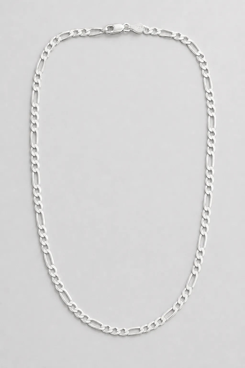 4mm Silver-tone Figaro Chain Necklace — presentation — silver