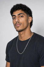 4mm Silver-tone Figaro Chain Necklace — worn — silver