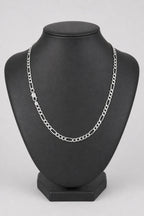 4mm Silver-tone Figaro Chain Necklace — stand — silver