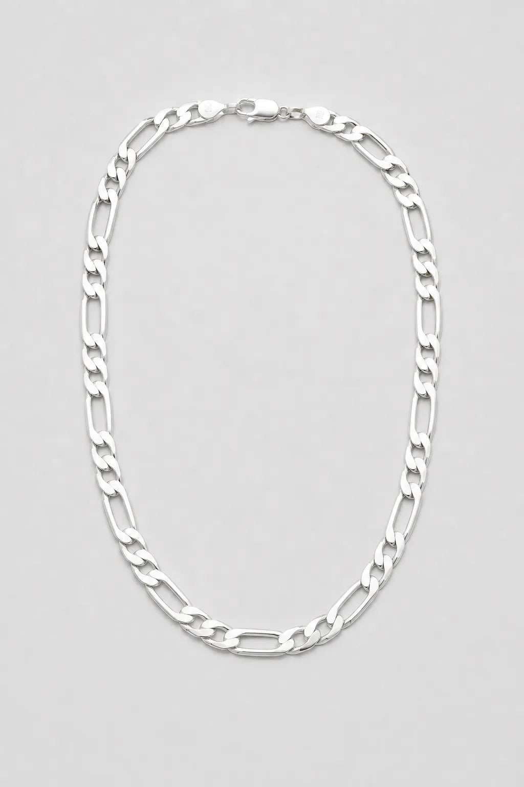 12 mm Silver-tone Figaro Chain — presentation — Silver