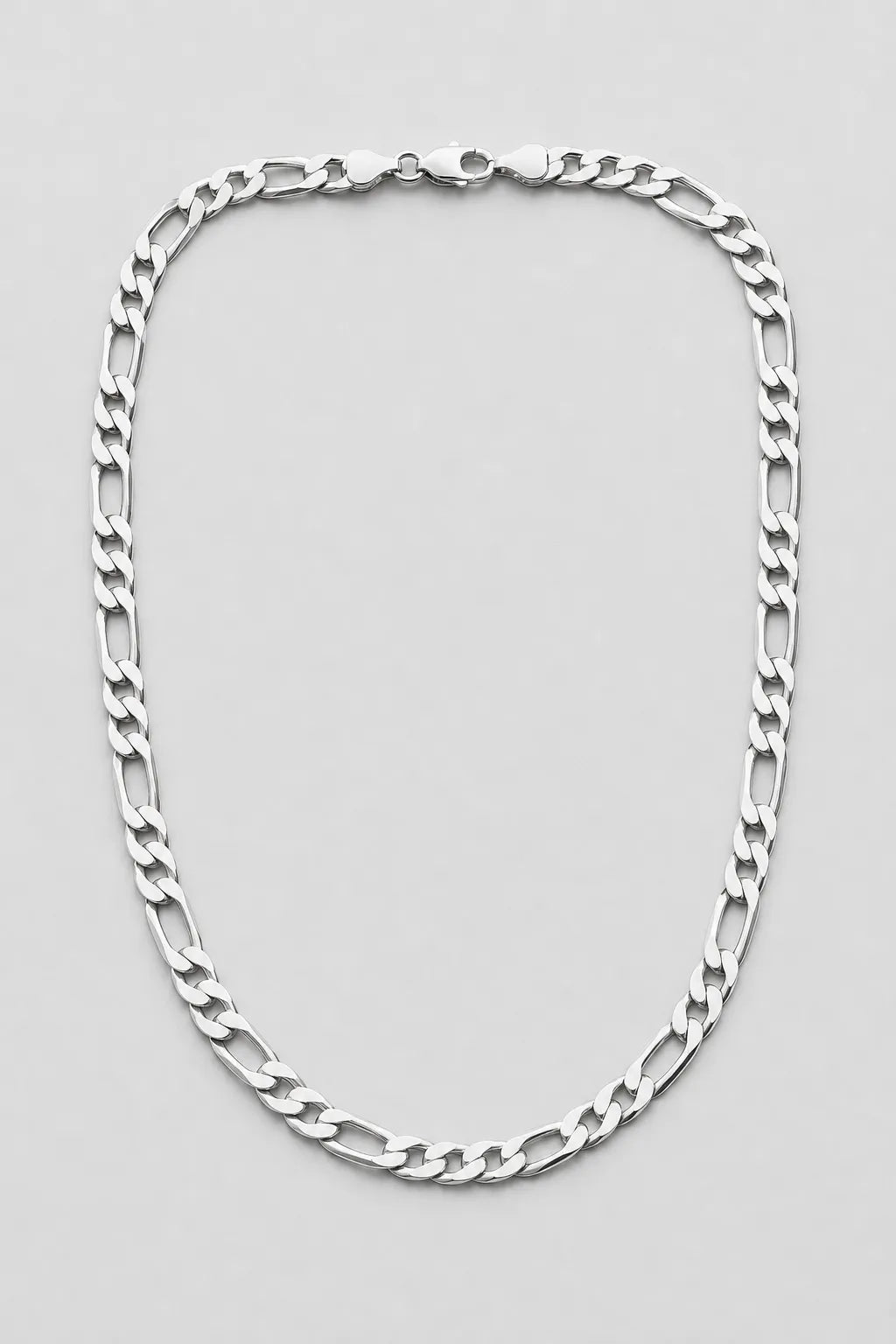 8 mm Silver-Tone Figaro Chain — presentation — silver-tone
