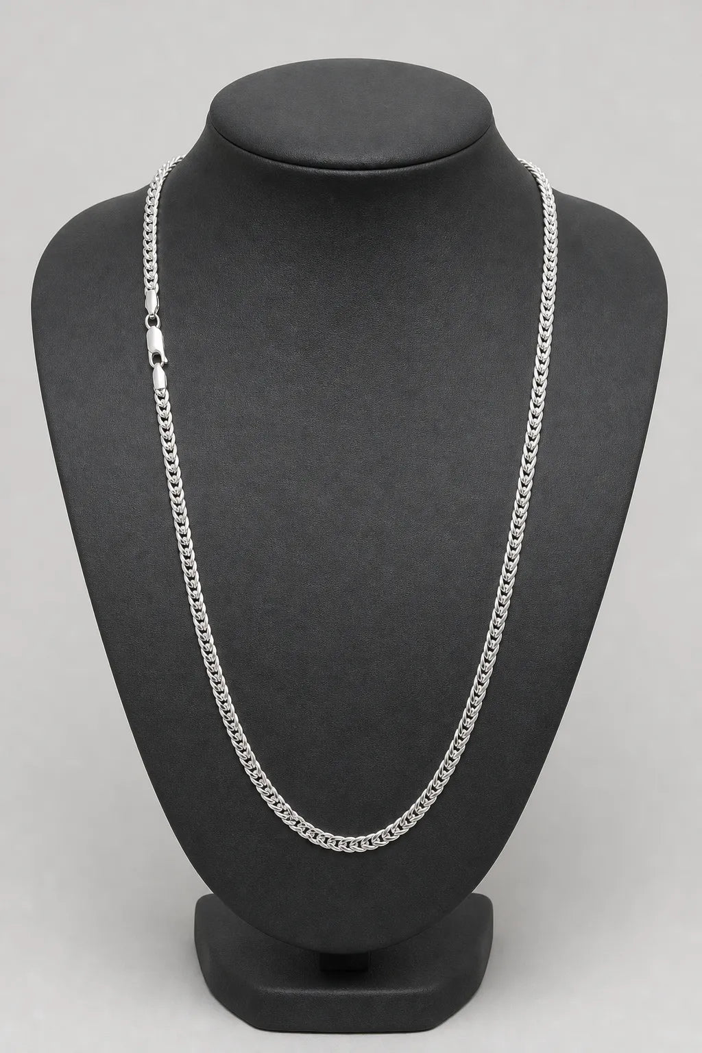 4mm Silver-tone Franco Chain Necklace — stand — Silver-tone