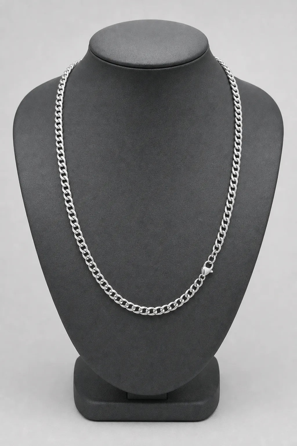 4.5mm Silver-Tone Cuban Link Chain — stand — silver-tone