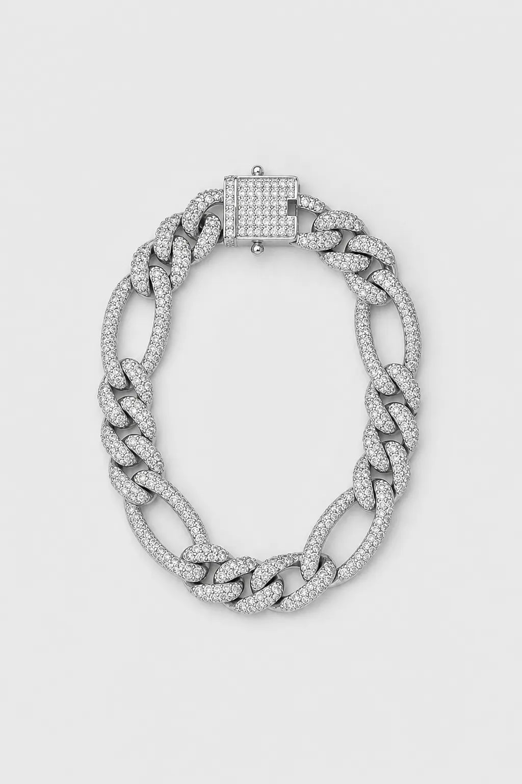 Iced Figaro Bracelet — variant — Silver‑tone