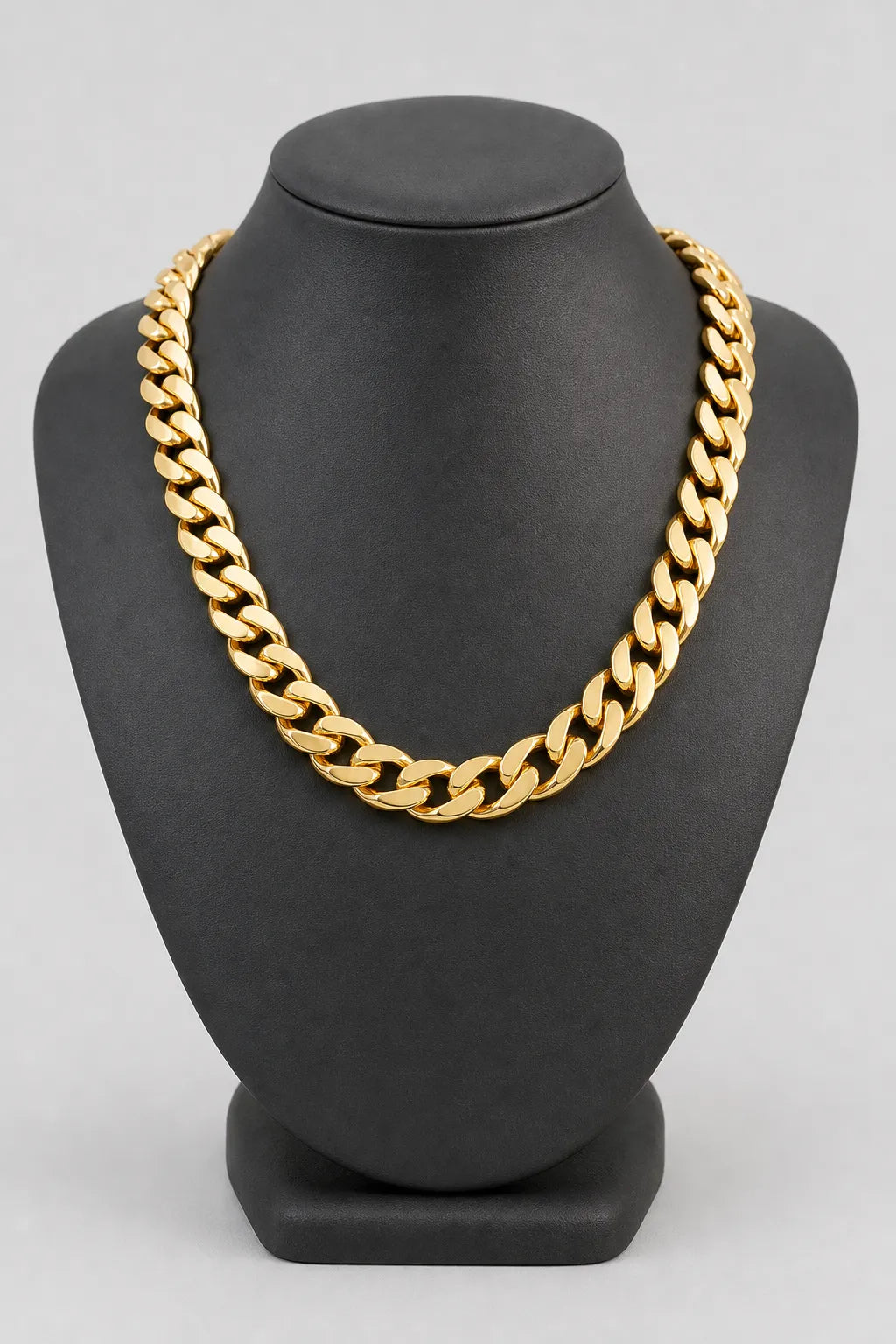 15mm Gold-tone Cuban Link Chain — stand — Gold-tone