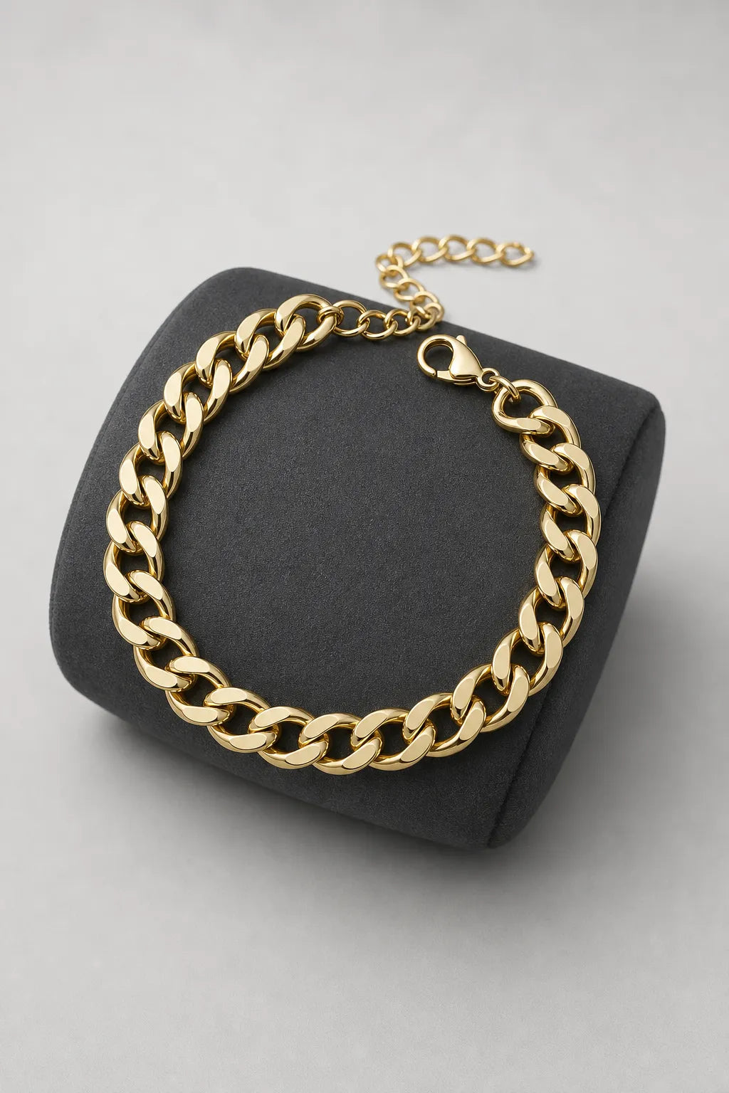 13mm Gold-Tone Cuban Link Bracelet — stand — Gold-tone