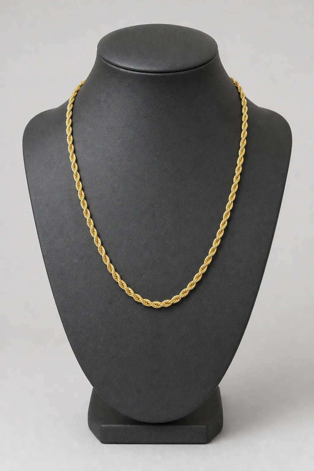 4mm Gold-Tone Rope Chain Necklace — stand — Gold-tone