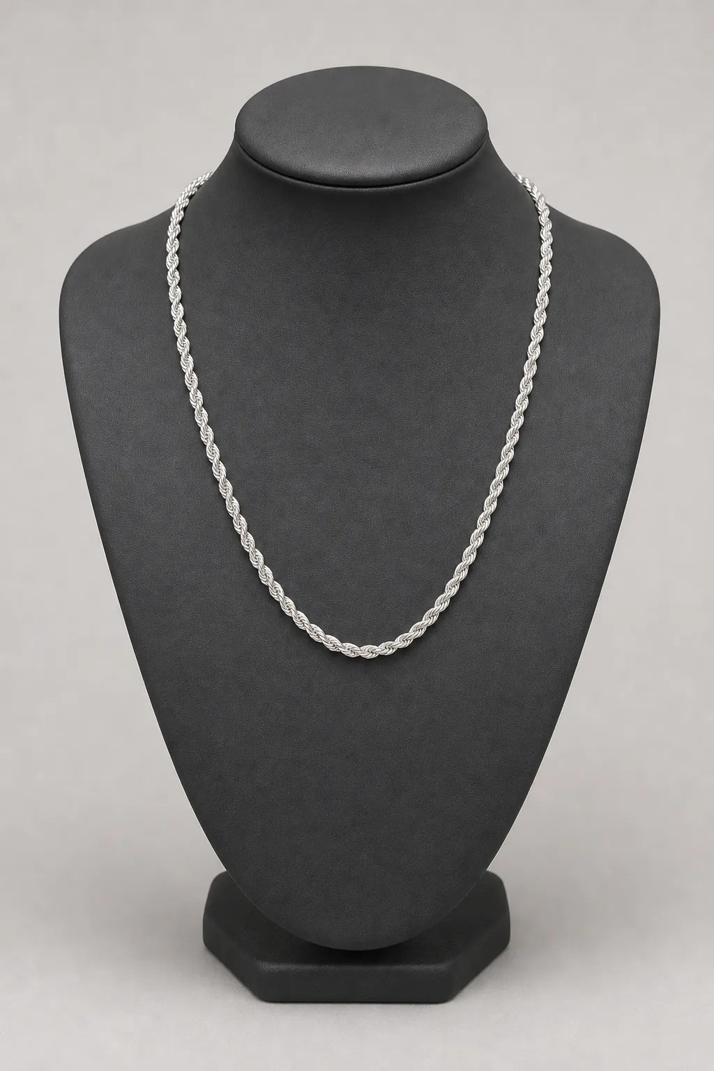 2mm Silver-tone Rope Chain — stand — Silver-tone