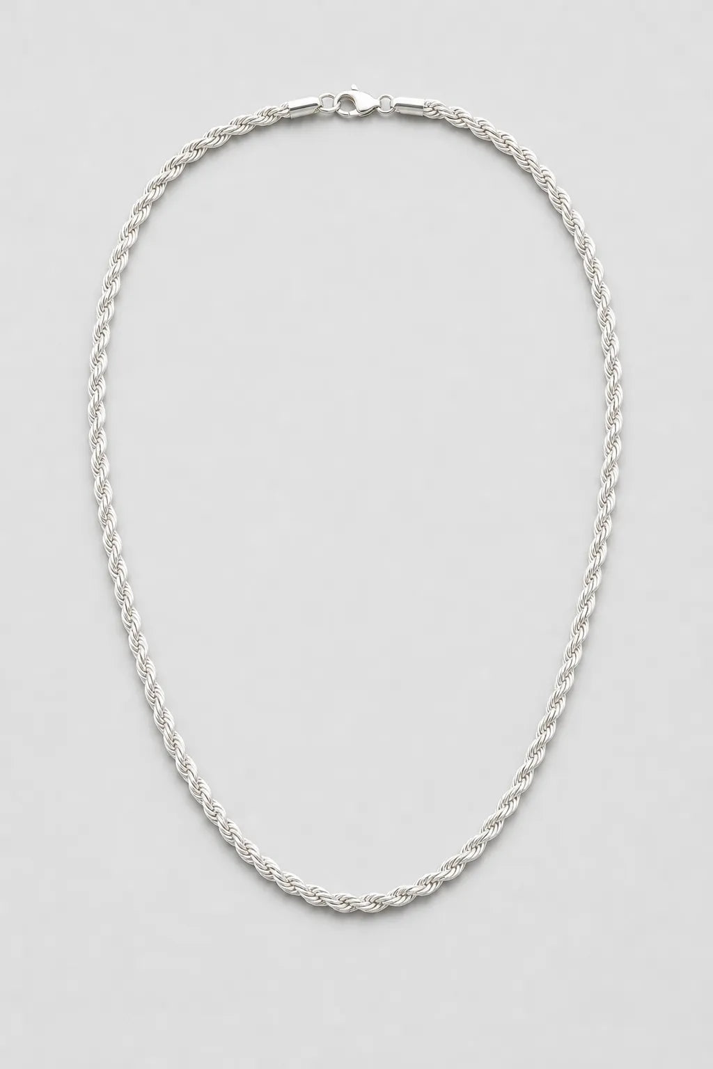 3mm Silver‑Tone Rope Chain Necklace — presentation — Silver‑tone