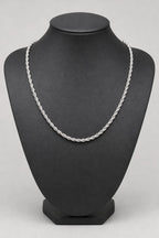 3mm Silver‑Tone Rope Chain Necklace — stand — Silver‑tone