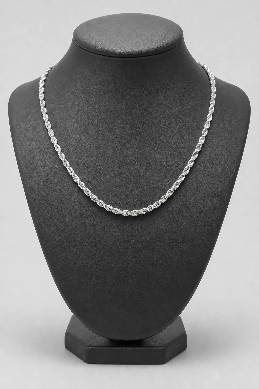 4mm Silver-tone Rope Chain — stand — silver-tone