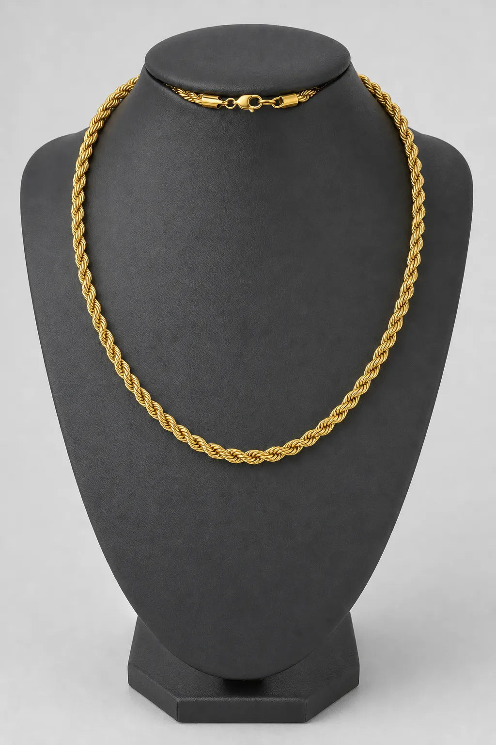 8mm gold-tone rope chain — stand — Gold-tone
