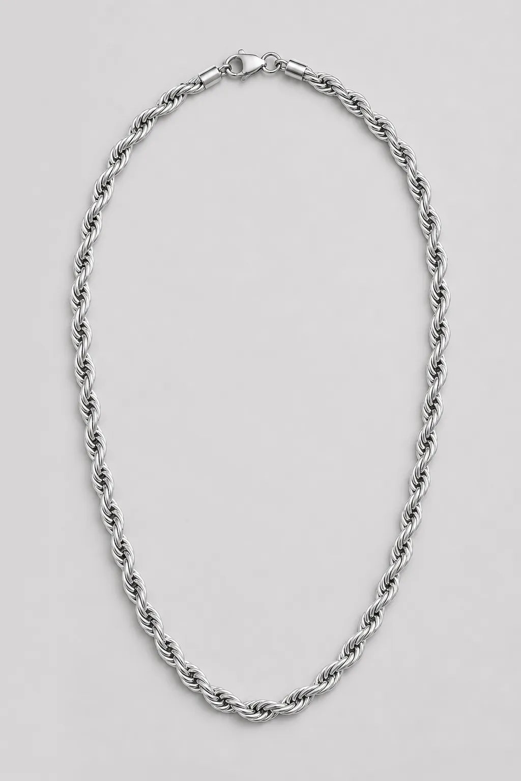 8mm Silver-tone Rope Chain — presentation — Silver-tone