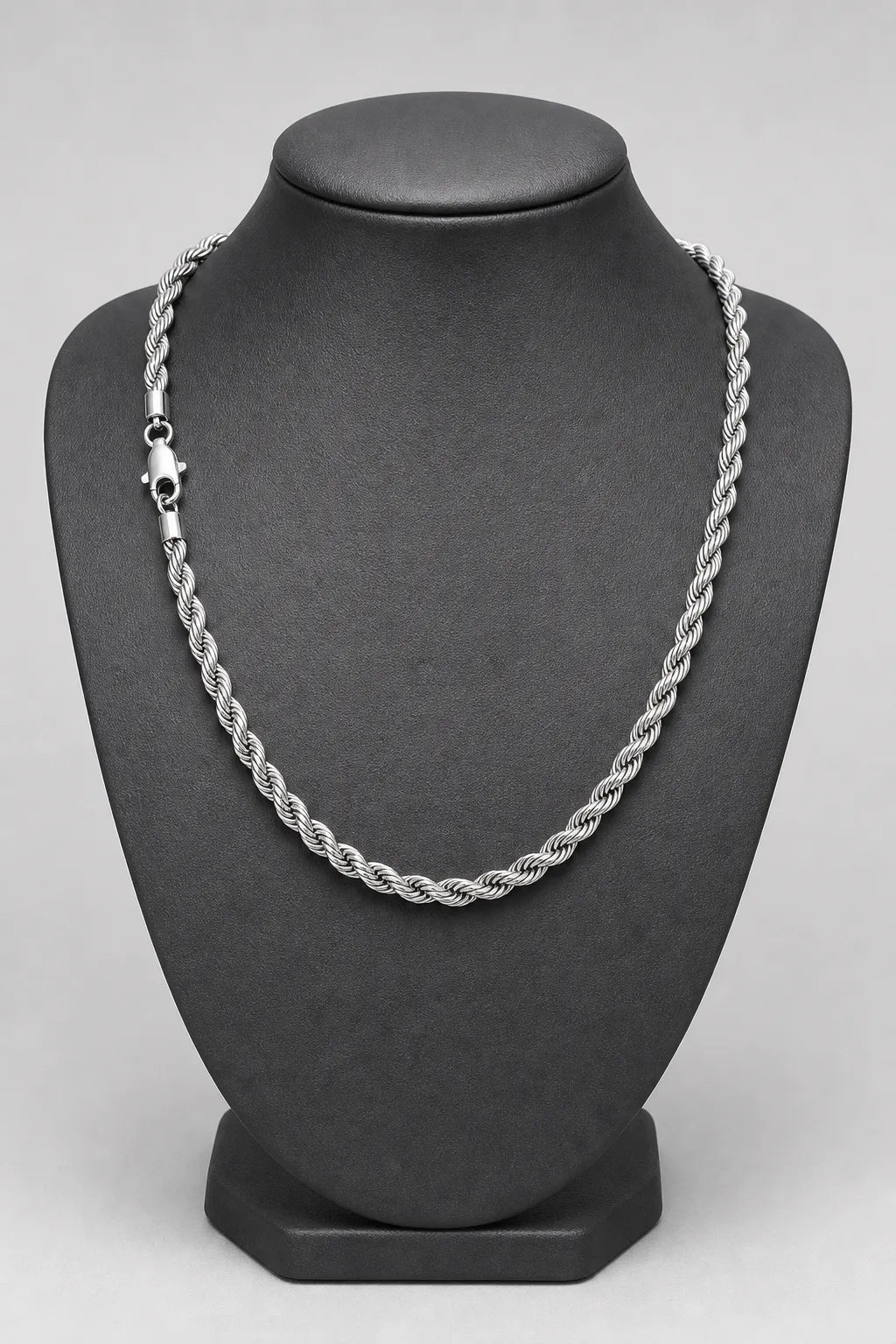 8mm Silver-tone Rope Chain — stand — Silver-tone