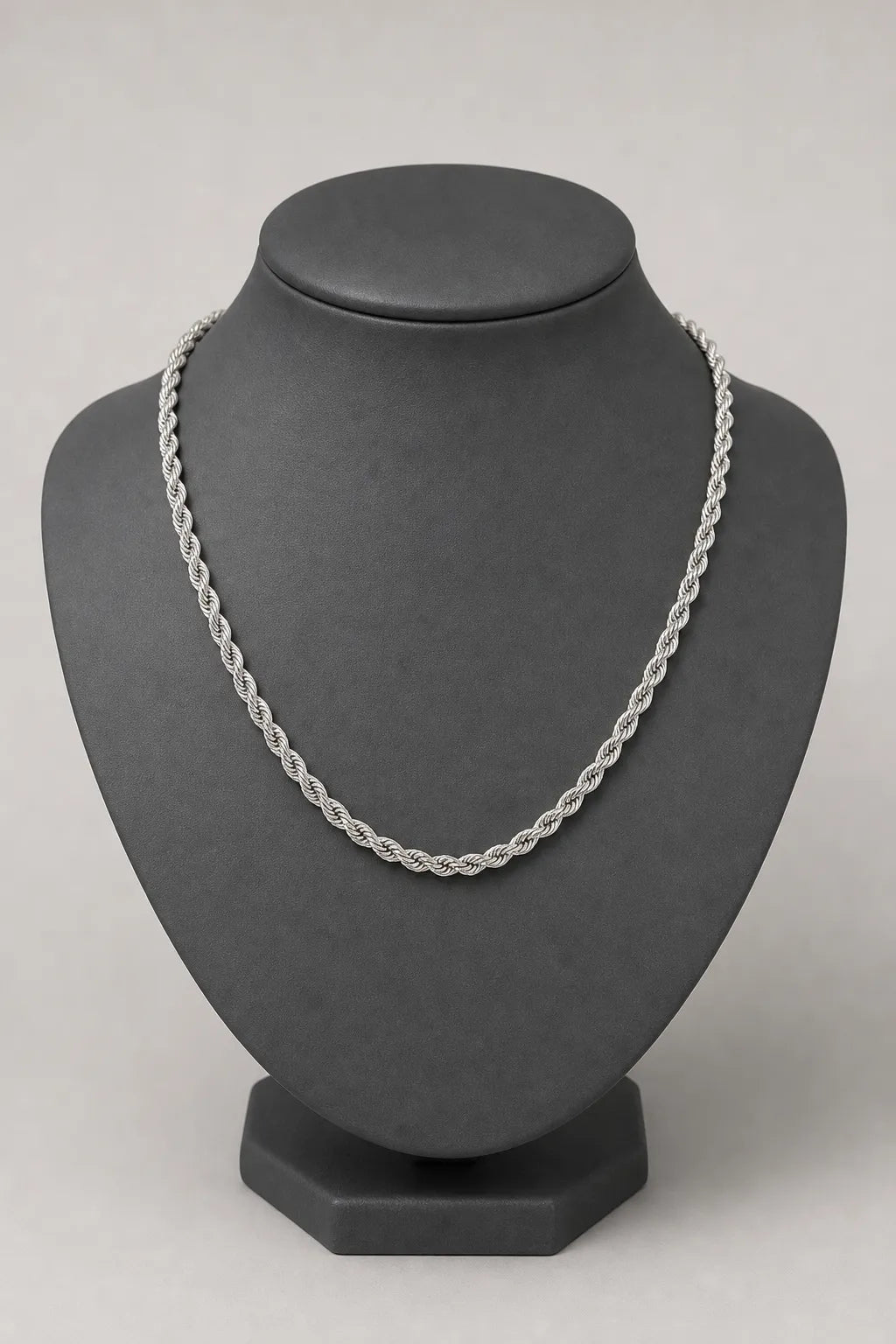 5mm Silver-tone Rope Chain — stand — Silver-tone