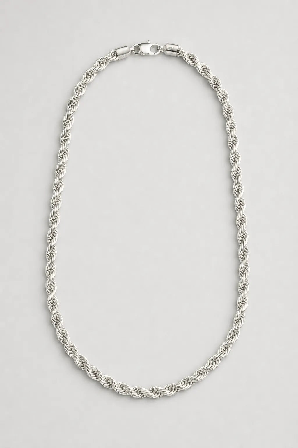 6mm silver-tone rope chain — presentation — silver-tone