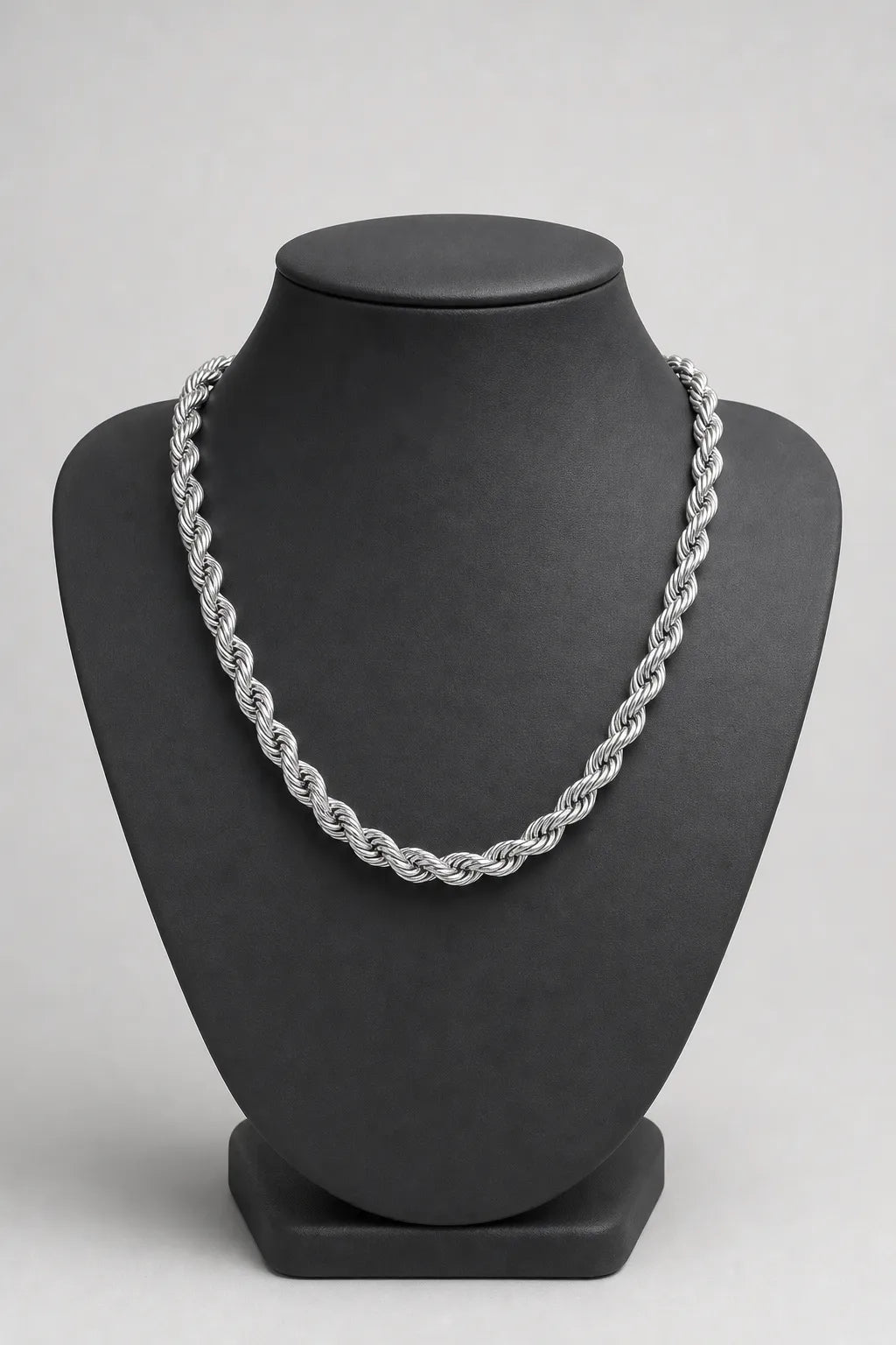 7mm Silver-tone Rope Chain — stand — 7mm Silver-tone