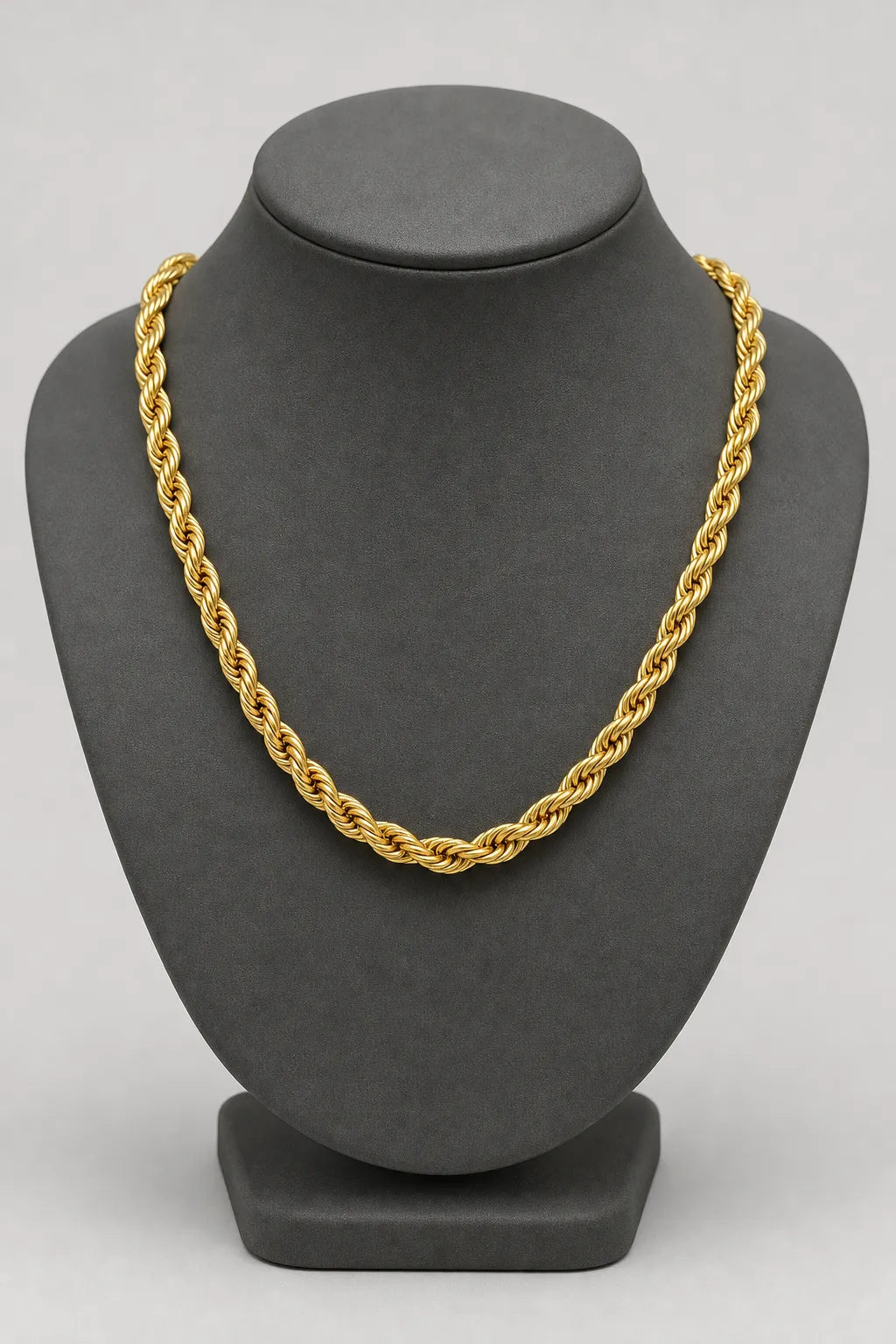 9mm Gold-Tone Rope Chain Necklace — stand — Gold-tone