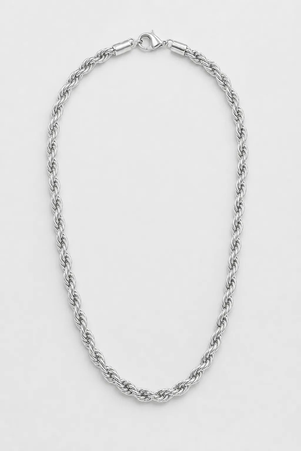 9mm Silver-tone Rope Chain — presentation — Silver‑tone